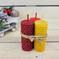 Sada svíček z včelího vosku Malý červený mix 7x2,8 cm