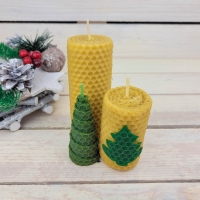 Sada svíček z včelího vosku Zelený mix 10x4, 7x4, 7x2,8 cm